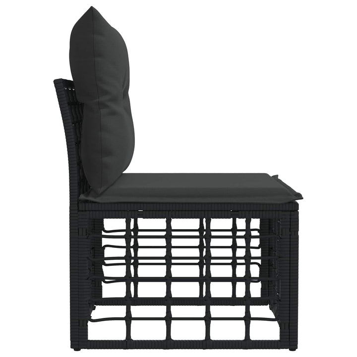 Modulært udendørs sofa uden arme Sort polyrattan