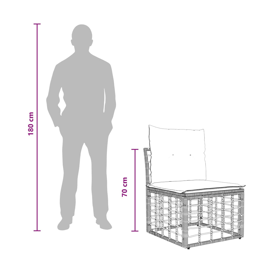Modulært udendørs sofa uden arme Sort polyrattan