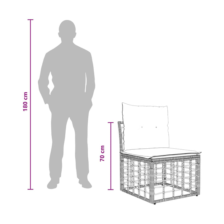 Modulært udendørs sofa uden arme Sort polyrattan