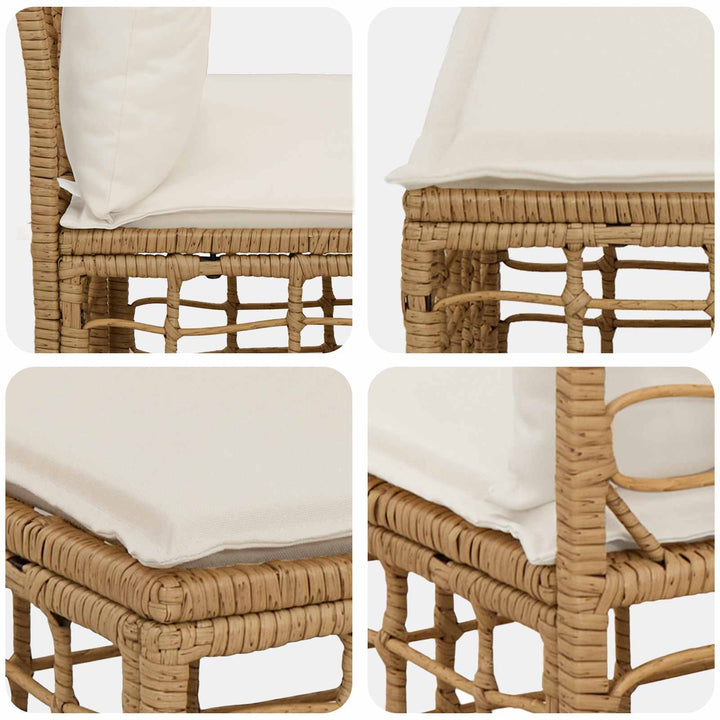 Modulært udendørs sofa uden arme Naturfarvet polyrattan