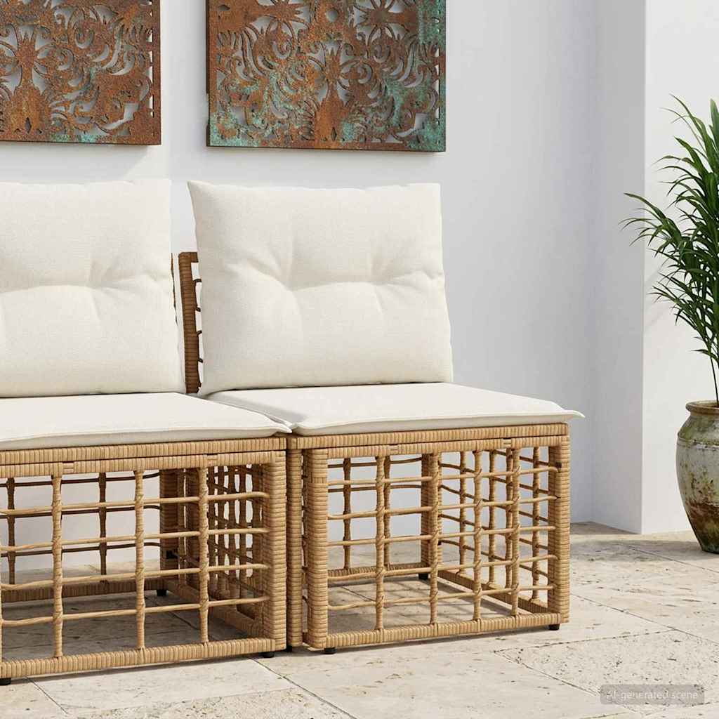 Modulært udendørs sofa uden arme Naturfarvet polyrattan