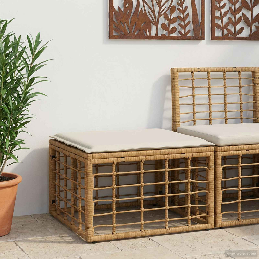 Havepuf Naturfarvet polyrattan