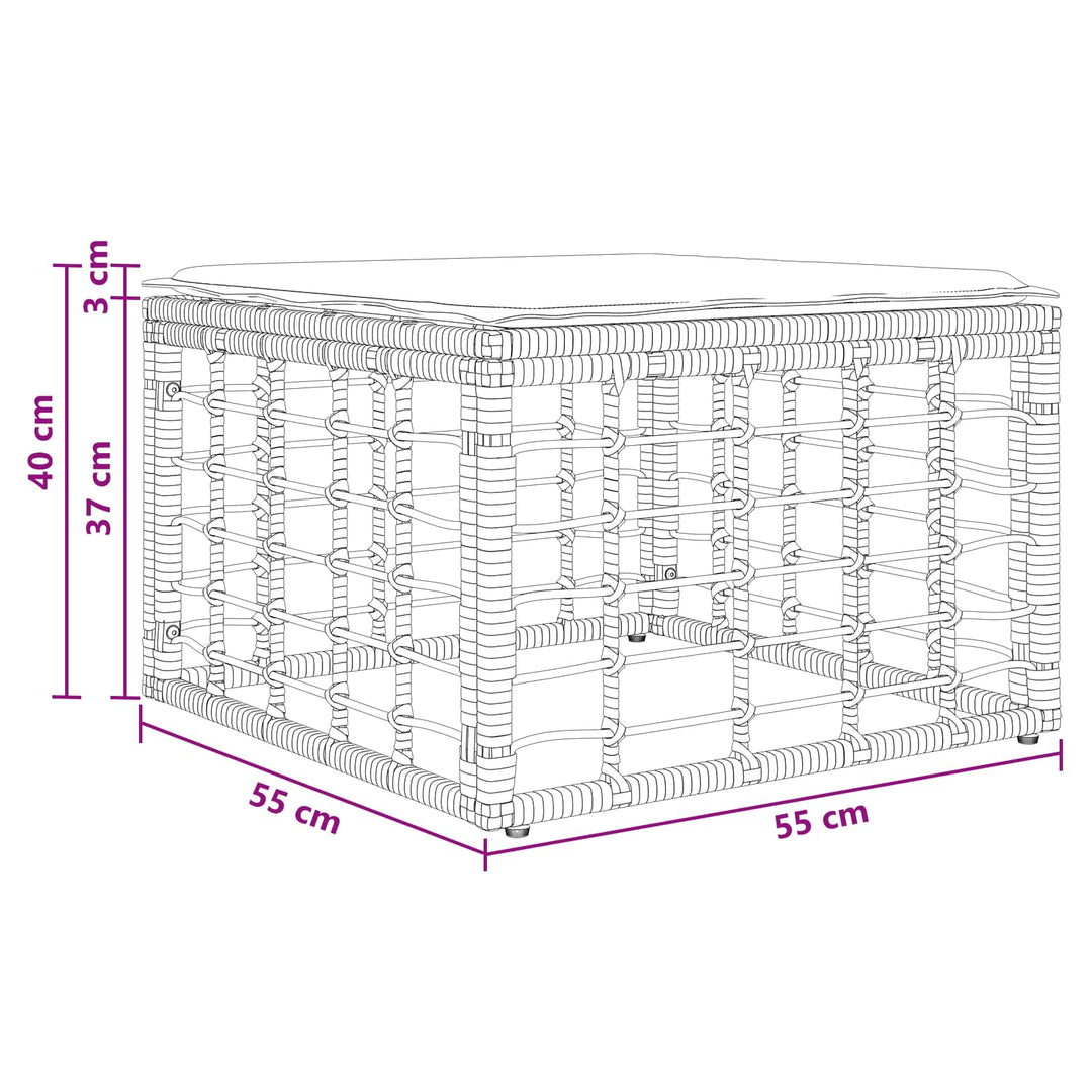 Havepuf Naturfarvet polyrattan