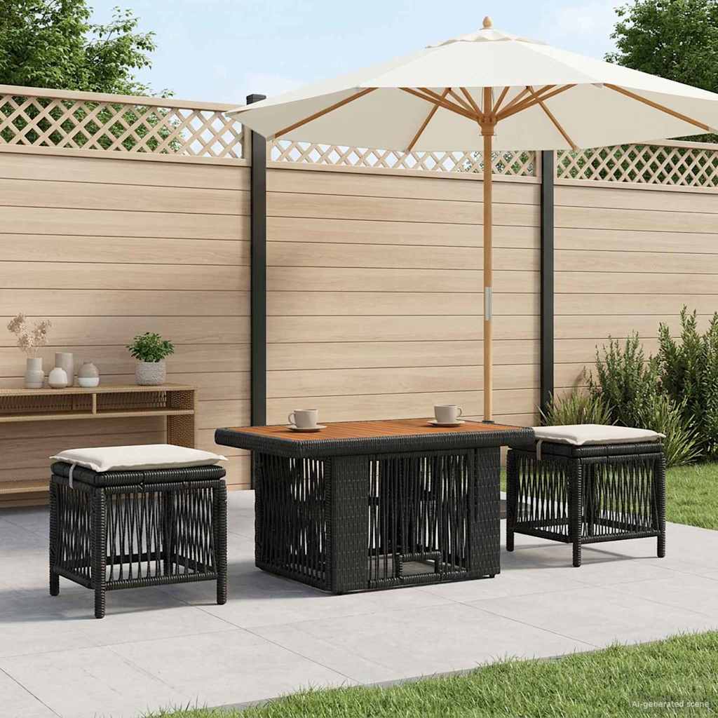 Have Spisebordssæt 3 stk. Sort og Cream polyrattan