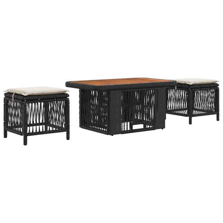 Have Spisebordssæt 3 stk. Sort og Cream polyrattan