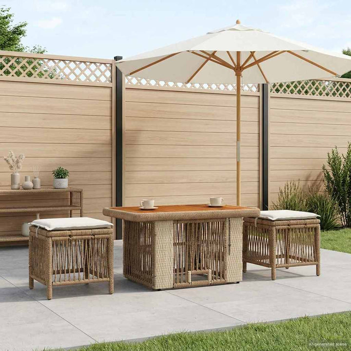 Have Spisebordssæt 3 stk. Beige og creme polyrattan