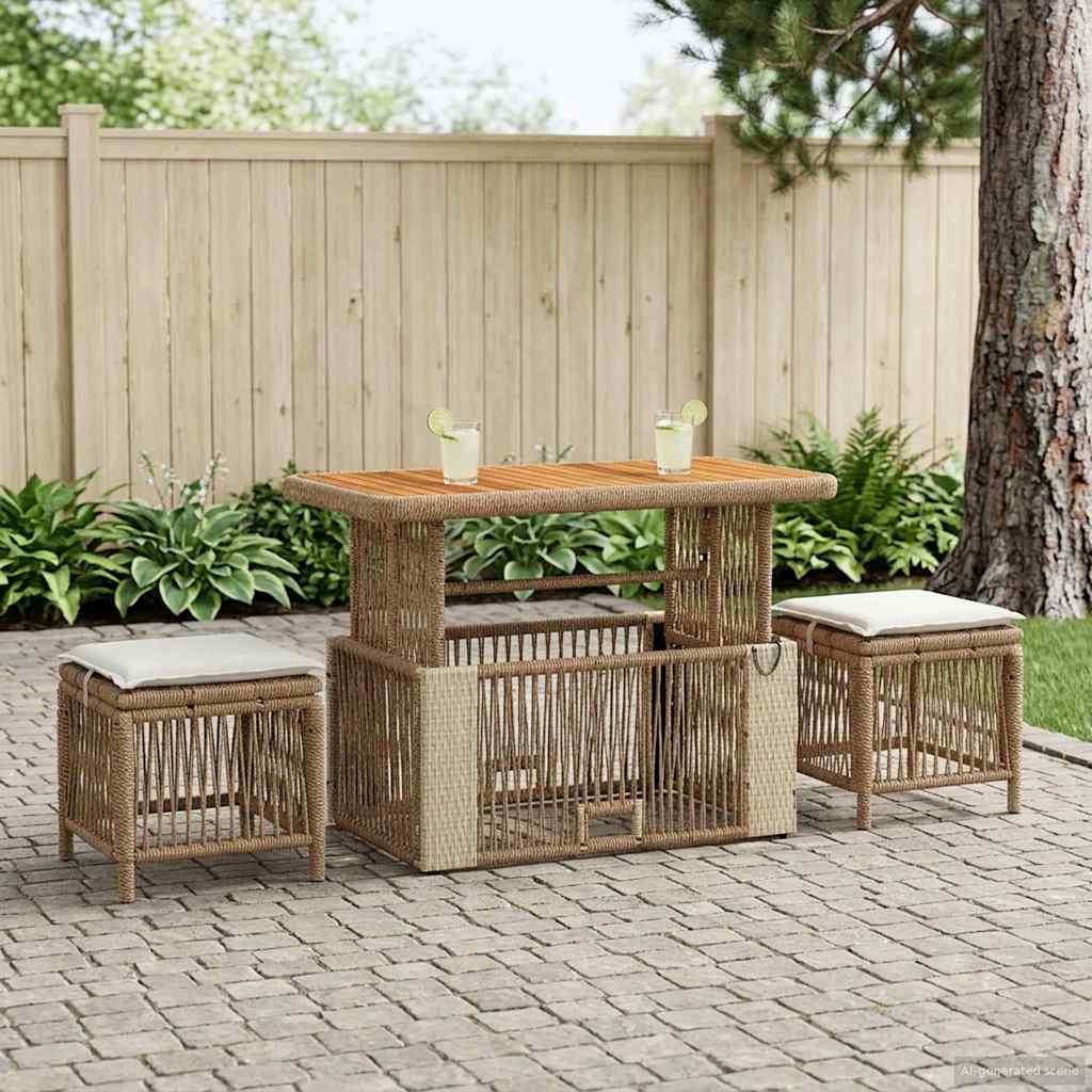 Have Spisebordssæt 4 stk. Beige og creme polyrattan