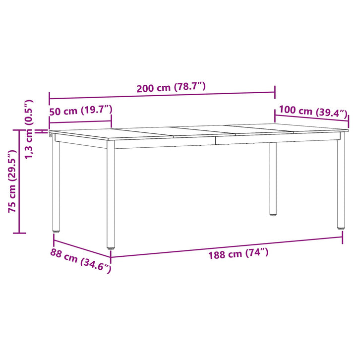 Spiseborde 2 pcs 200 x 100 x 75 cm Konstrueret træ