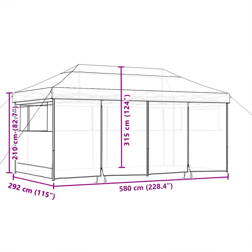 Festtelt Pop-Up Gråbrun 580 x 292 x 315 cm Oxford stof