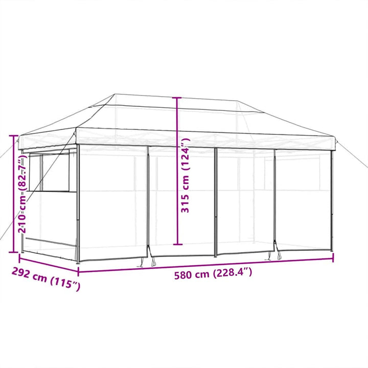 Festtelt Pop-Up Gråbrun 580 x 292 x 315 cm Oxford stof