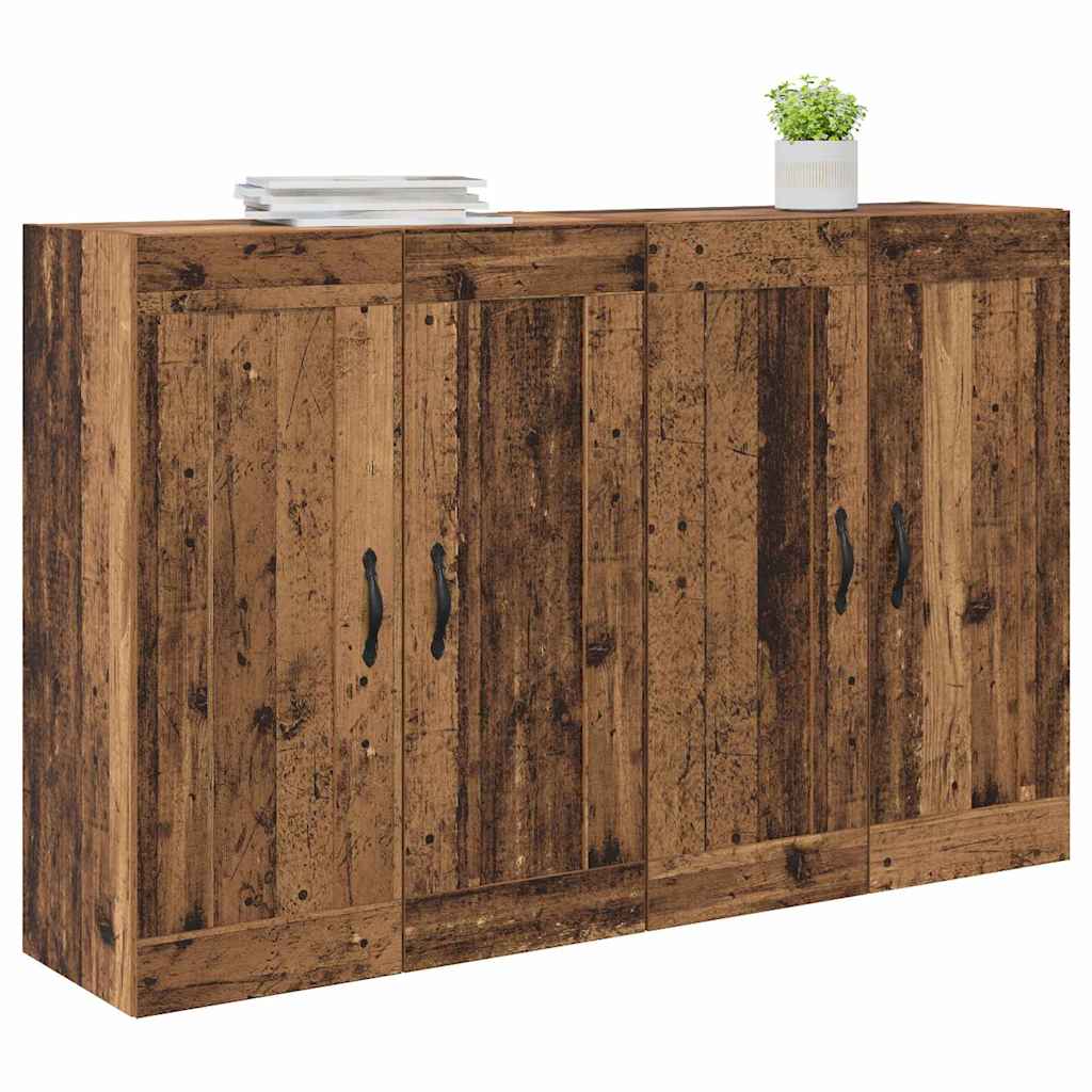 Væghængt skab Vægmonteret 2 pcs Gammelt træ 69,5 x 34 x 90 cm
