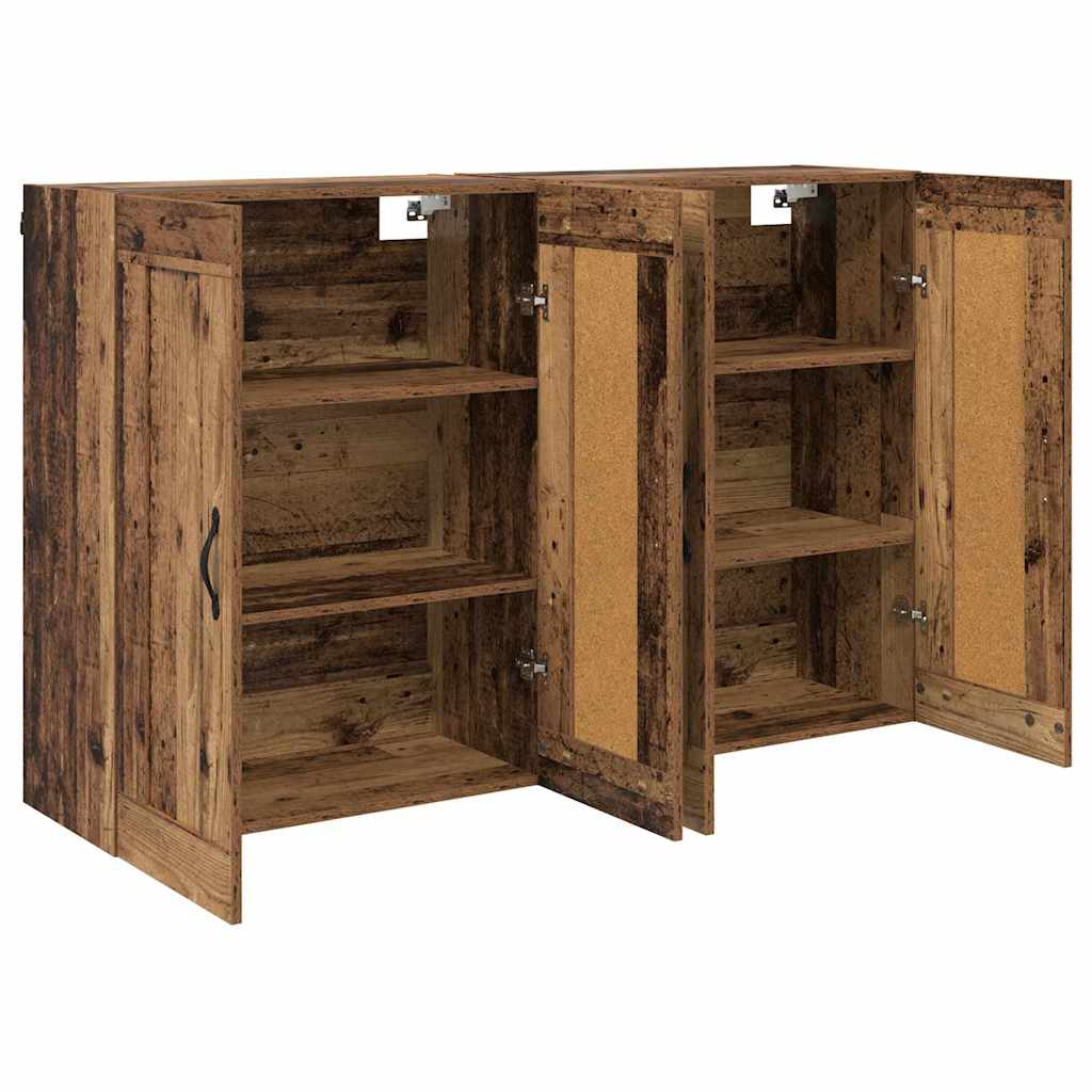Væghængt skab Vægmonteret 2 pcs Gammelt træ 69,5 x 34 x 90 cm