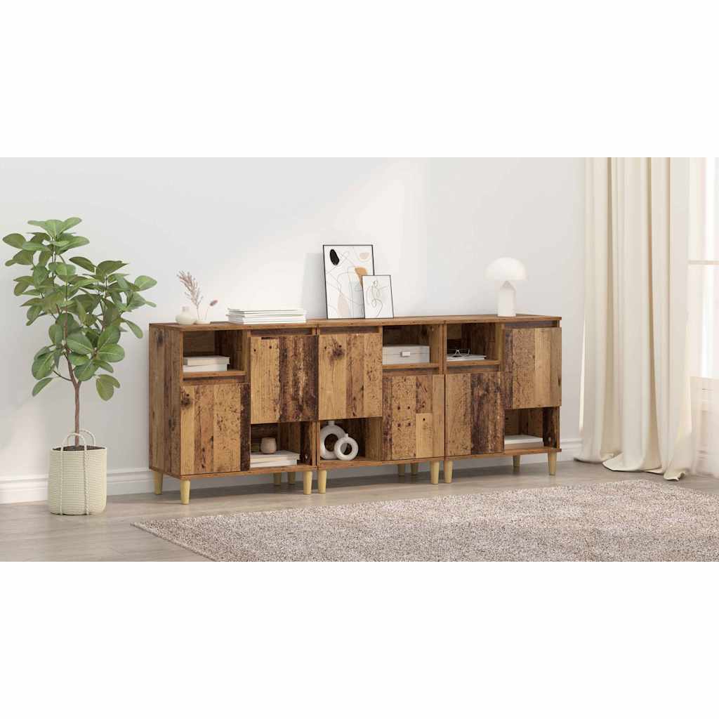 Sideboards 3 pcs Gammelt træ 60 x 35 x 70 cm Konstrueret træ