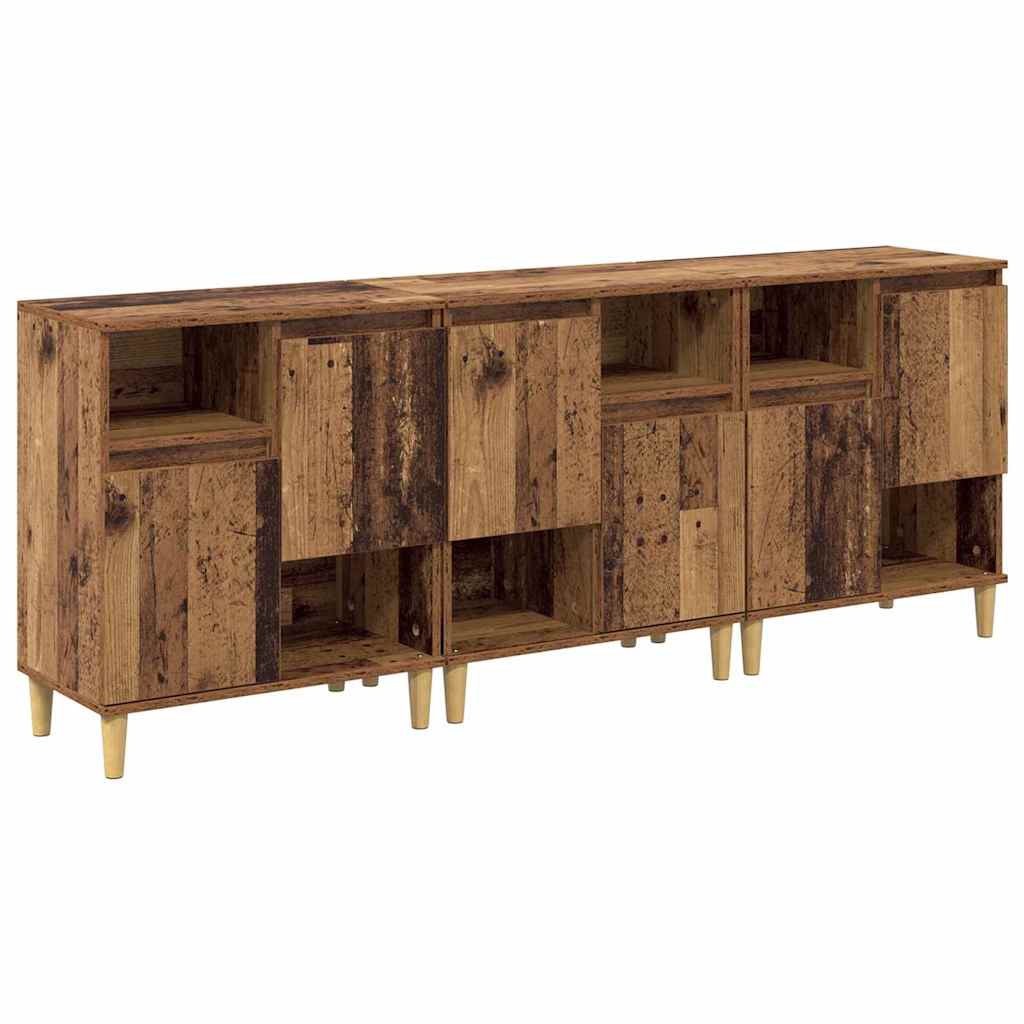 Sideboards 3 pcs Gammelt træ 60 x 35 x 70 cm Konstrueret træ