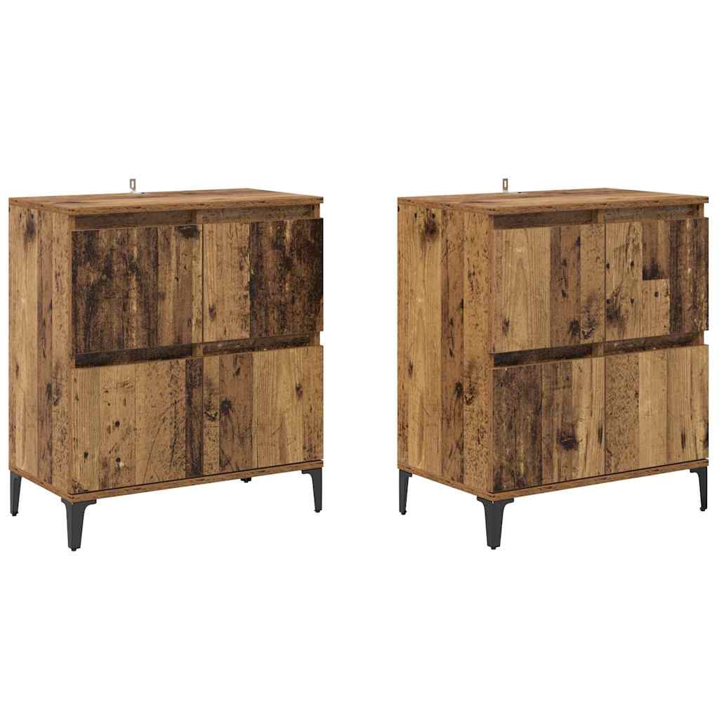 Sideboards 2 pcs Gammelt træ 60 x 35 x 70 cm Konstrueret træ