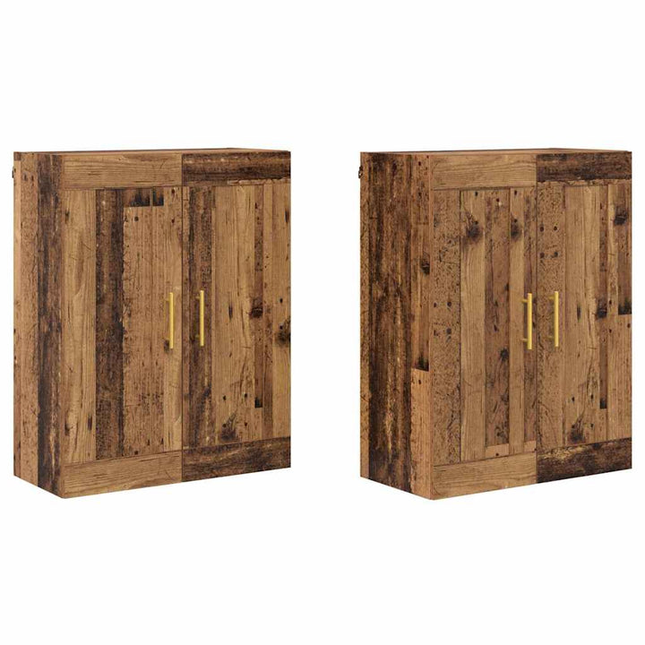 Væghængt skab 2 stk. Gammelt træ 69,5 x 34 x 90 cm