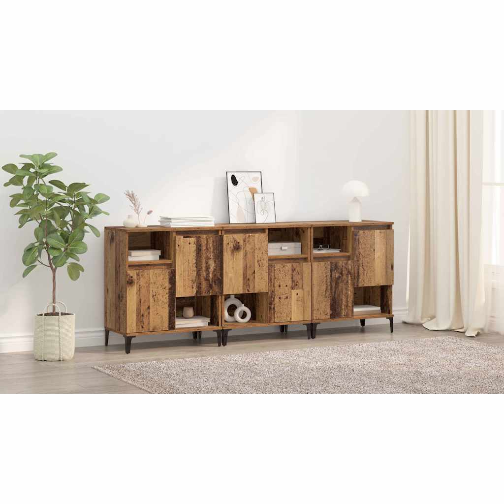 Sideboards 3 pcs Gammelt træ 60 x 35 x 70 cm Konstrueret træ