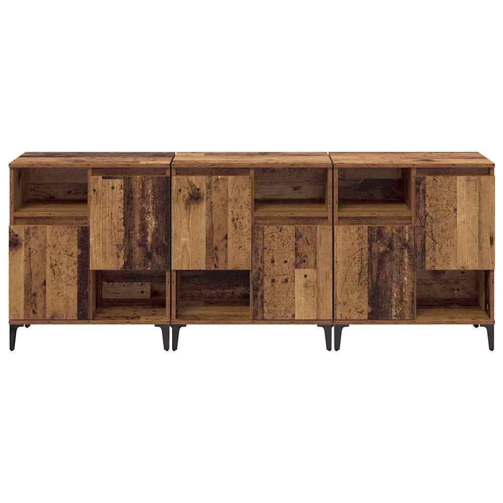 Sideboards 3 pcs Gammelt træ 60 x 35 x 70 cm Konstrueret træ