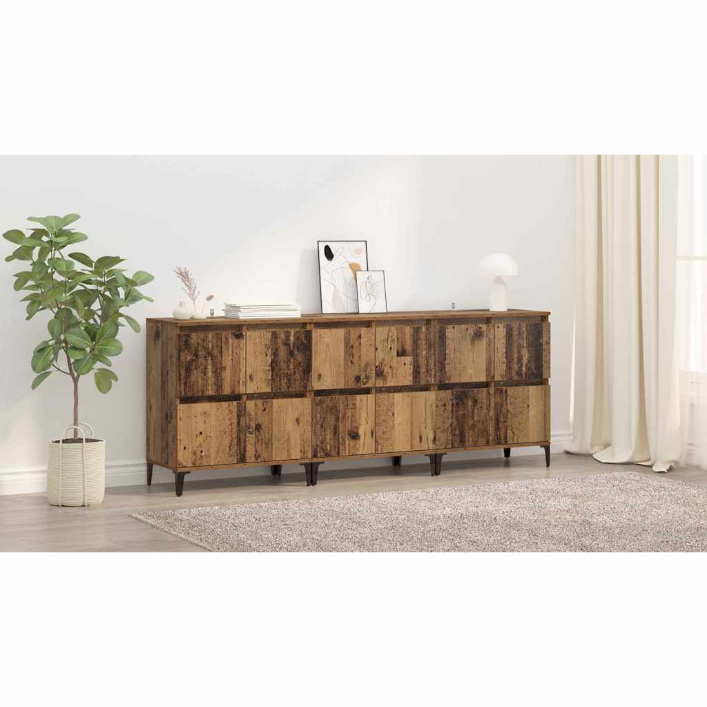 Sideboards 3 pcs Gammelt træ 60 x 35 x 70 cm Konstrueret træ