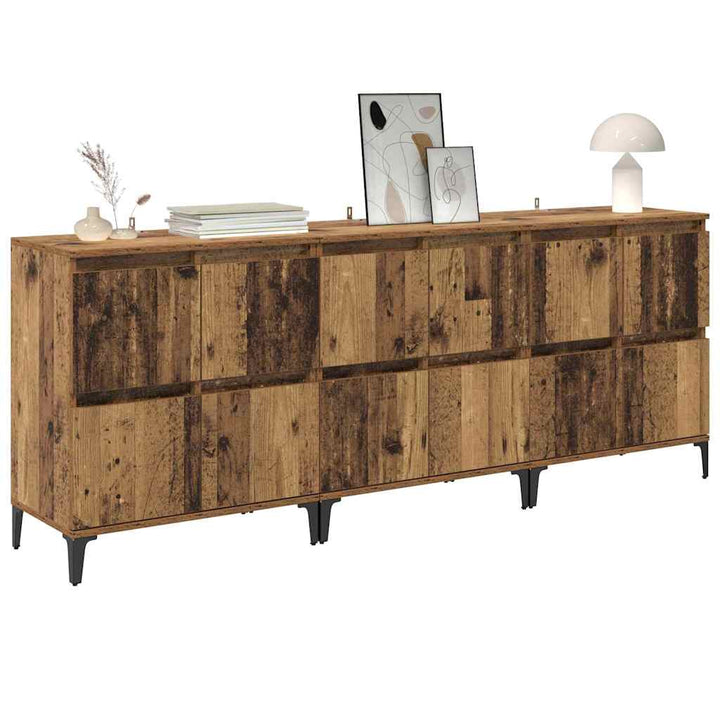 Sideboards 3 pcs Gammelt træ 60 x 35 x 70 cm Konstrueret træ