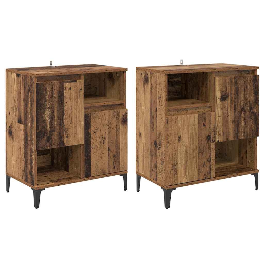 Sideboards 2 pcs Gammelt træ 60 x 35 x 70 cm Konstrueret træ