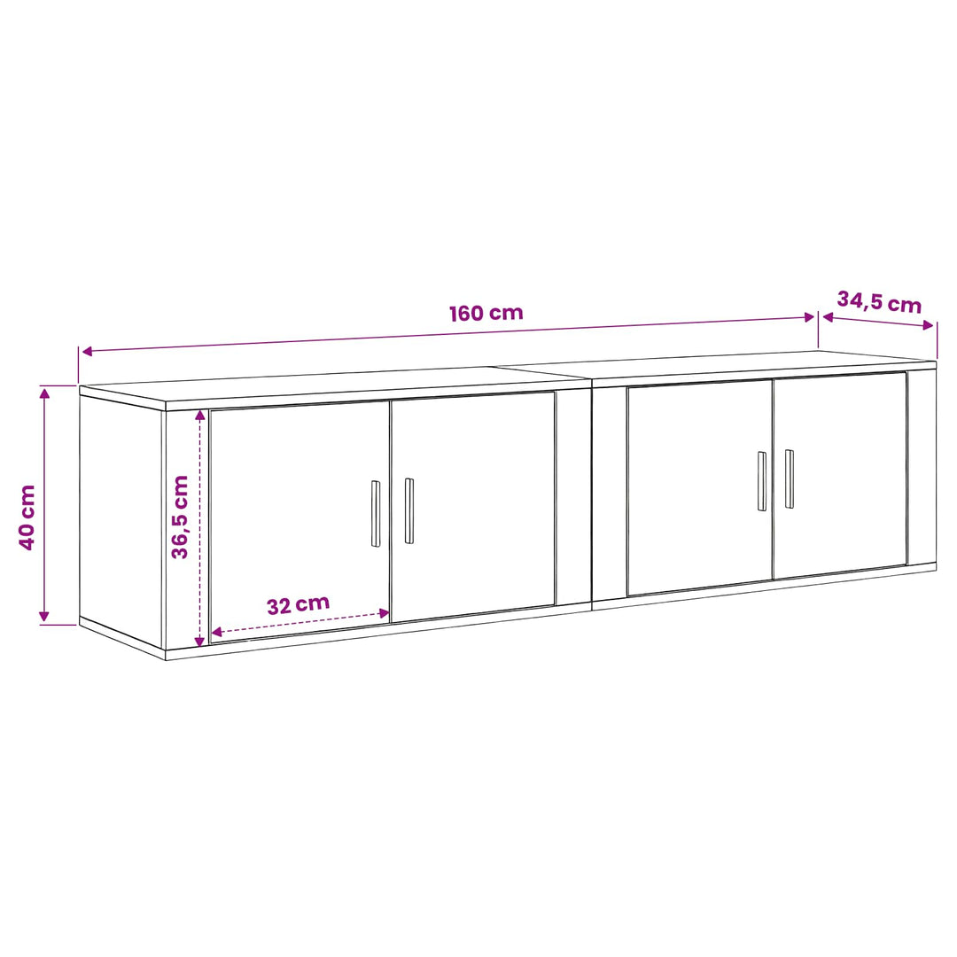 Væghængt TV-skab sæt 2 pcs Gammelt træ 80 x 34,5 x 40 cm