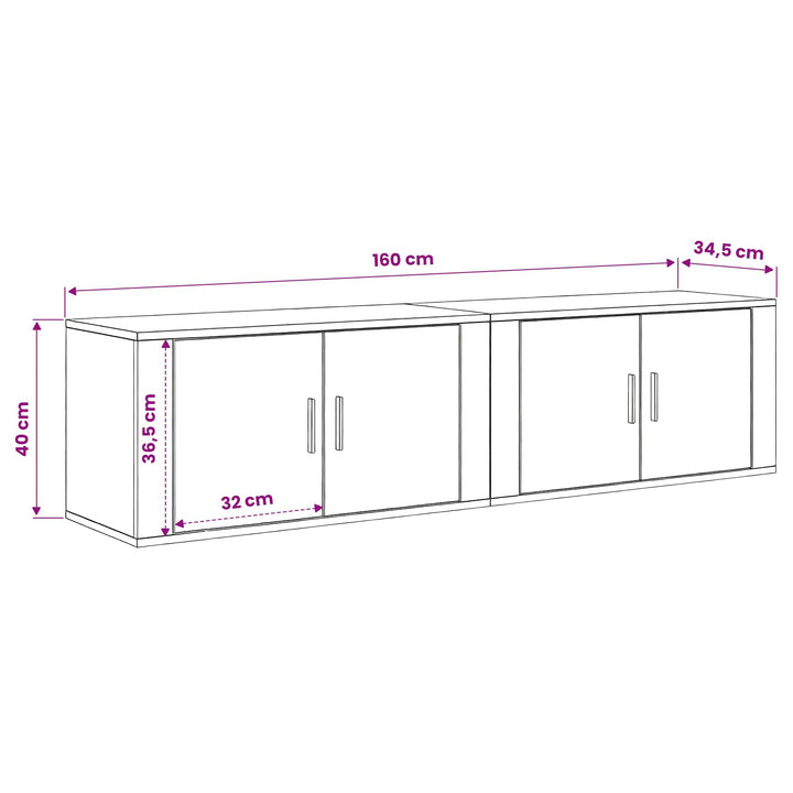 Væghængt TV-skab sæt 2 pcs Gammelt træ 80 x 34,5 x 40 cm