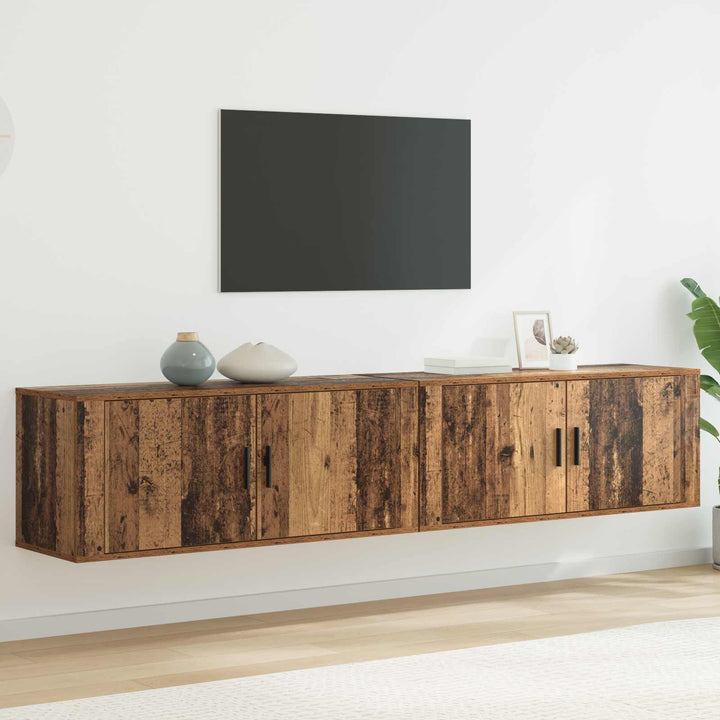 Væghængt TV-skab sæt 2 pcs Gammelt træ 100 x 34,5 x 40 cm