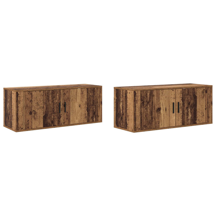 Væghængt TV-skab sæt 2 pcs Gammelt træ 100 x 34,5 x 40 cm