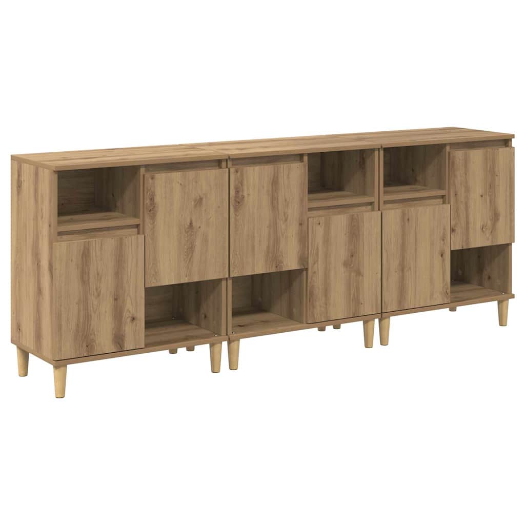 Sideboards 3 pcs Artisan Egetræ 60 x 35 x 70 cm Konstrueret træ