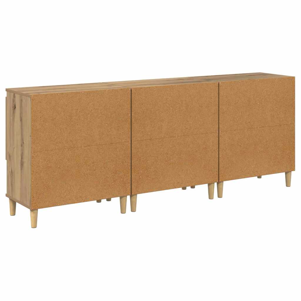 Sideboards 3 pcs Artisan Egetræ 60 x 35 x 70 cm Konstrueret træ