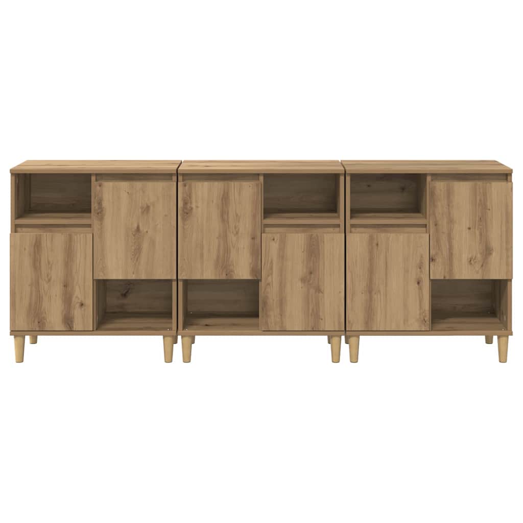 Sideboards 3 pcs Artisan Egetræ 60 x 35 x 70 cm Konstrueret træ