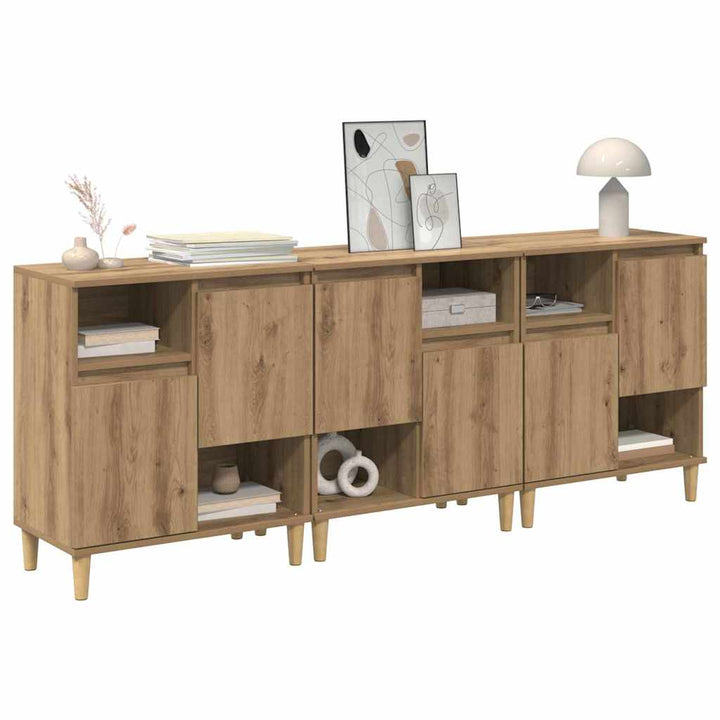 Sideboards 3 pcs Artisan Egetræ 60 x 35 x 70 cm Konstrueret træ