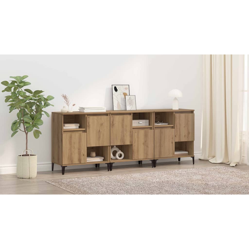 Sideboards 3 pcs Artisan Egetræ 60 x 35 x 70 cm Konstrueret træ
