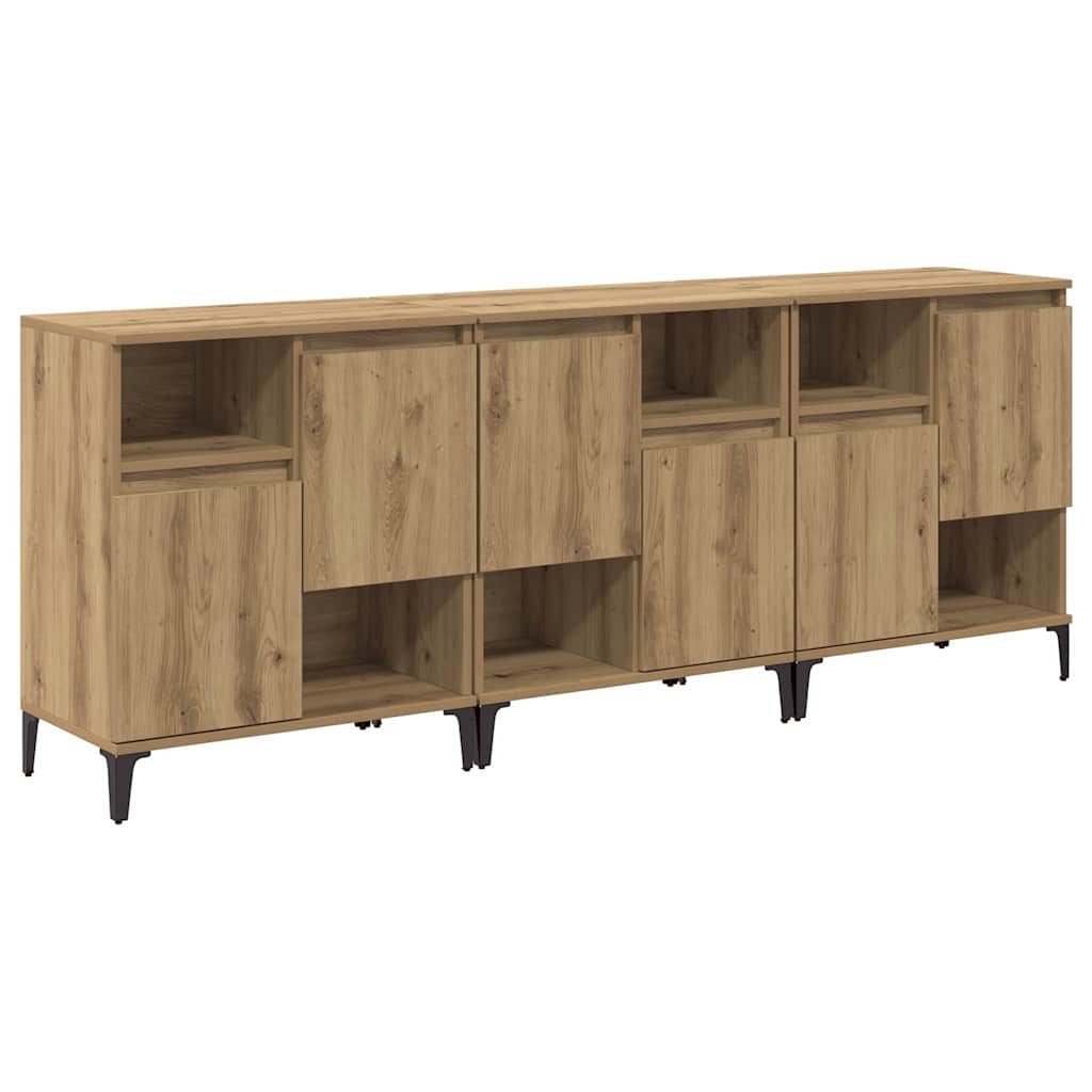 Sideboards 3 pcs Artisan Egetræ 60 x 35 x 70 cm Konstrueret træ