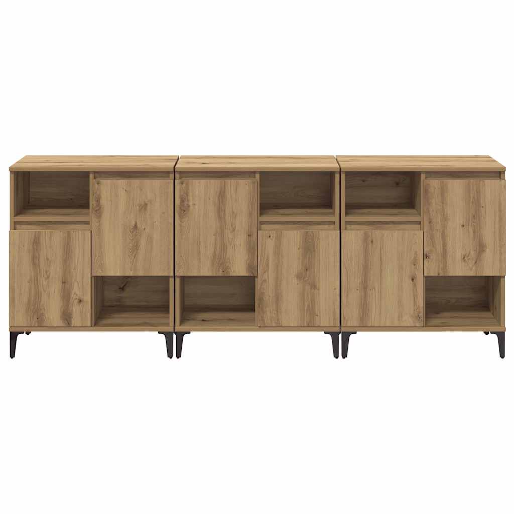 Sideboards 3 pcs Artisan Egetræ 60 x 35 x 70 cm Konstrueret træ