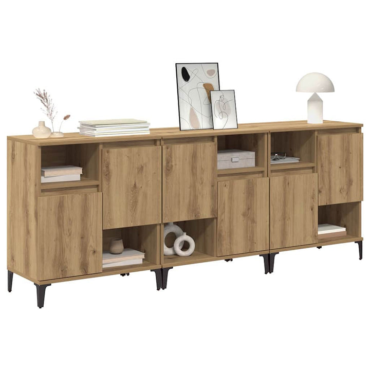 Sideboards 3 pcs Artisan Egetræ 60 x 35 x 70 cm Konstrueret træ