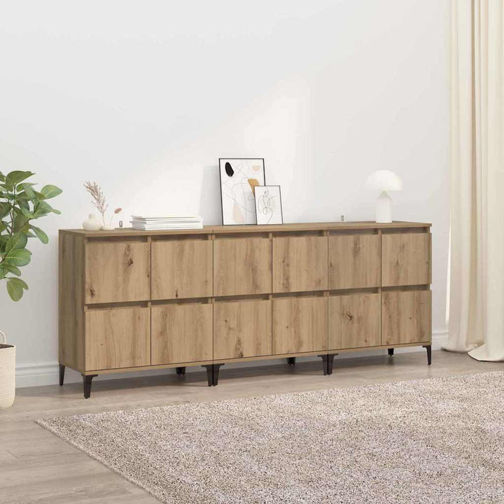 Sideboards 3 pcs Artisan Egetræ 60 x 35 x 70 cm Konstrueret træ