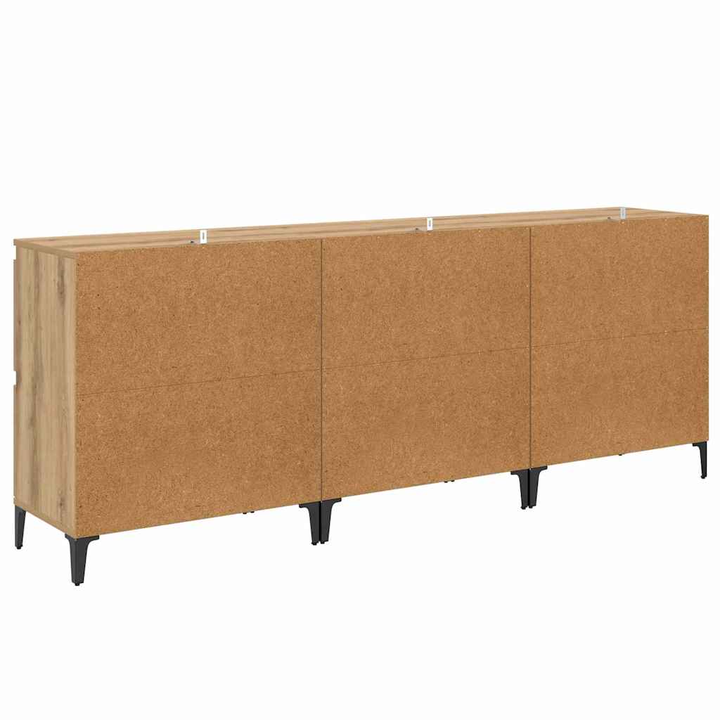 Sideboards 3 pcs Artisan Egetræ 60 x 35 x 70 cm Konstrueret træ