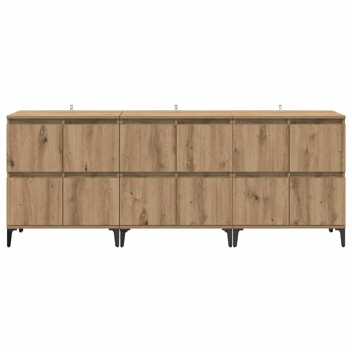Sideboards 3 pcs Artisan Egetræ 60 x 35 x 70 cm Konstrueret træ