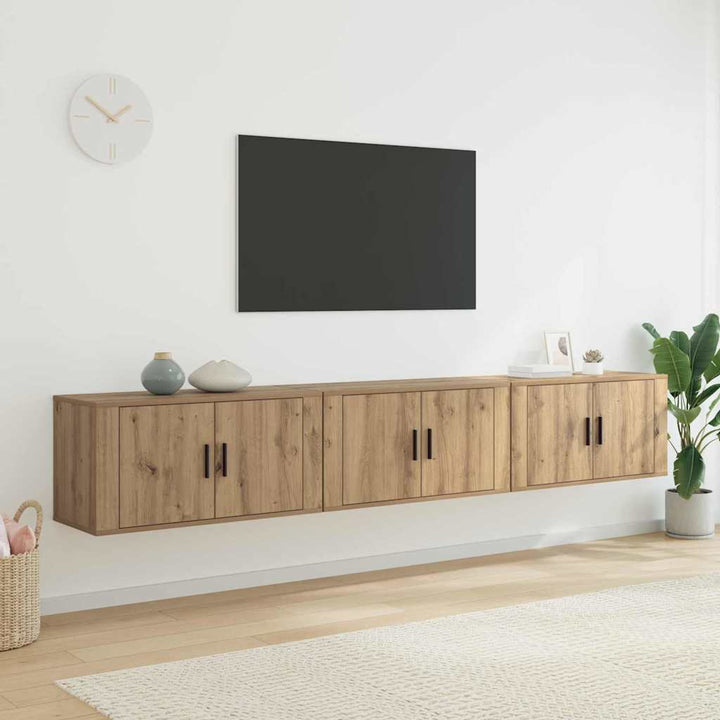 Væghængt TV-skab sæt 3 pcs Artisan Egetræ Konstrueret træ