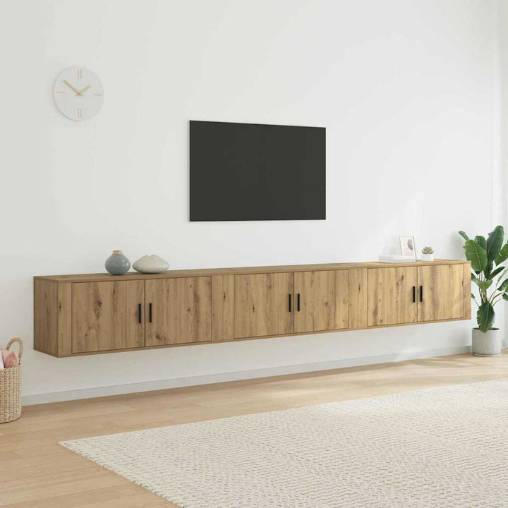 Væghængt TV-skab sæt 3 pcs Artisan Egetræ Konstrueret træ
