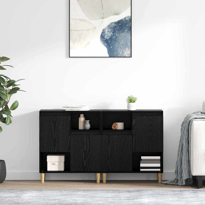 Sideboards 2 pcs Sort eg 60 x 35 x 70 cm Konstrueret træ