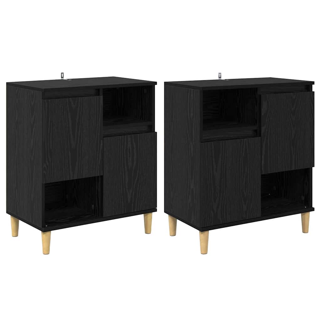 Sideboards 2 pcs Sort eg 60 x 35 x 70 cm Konstrueret træ
