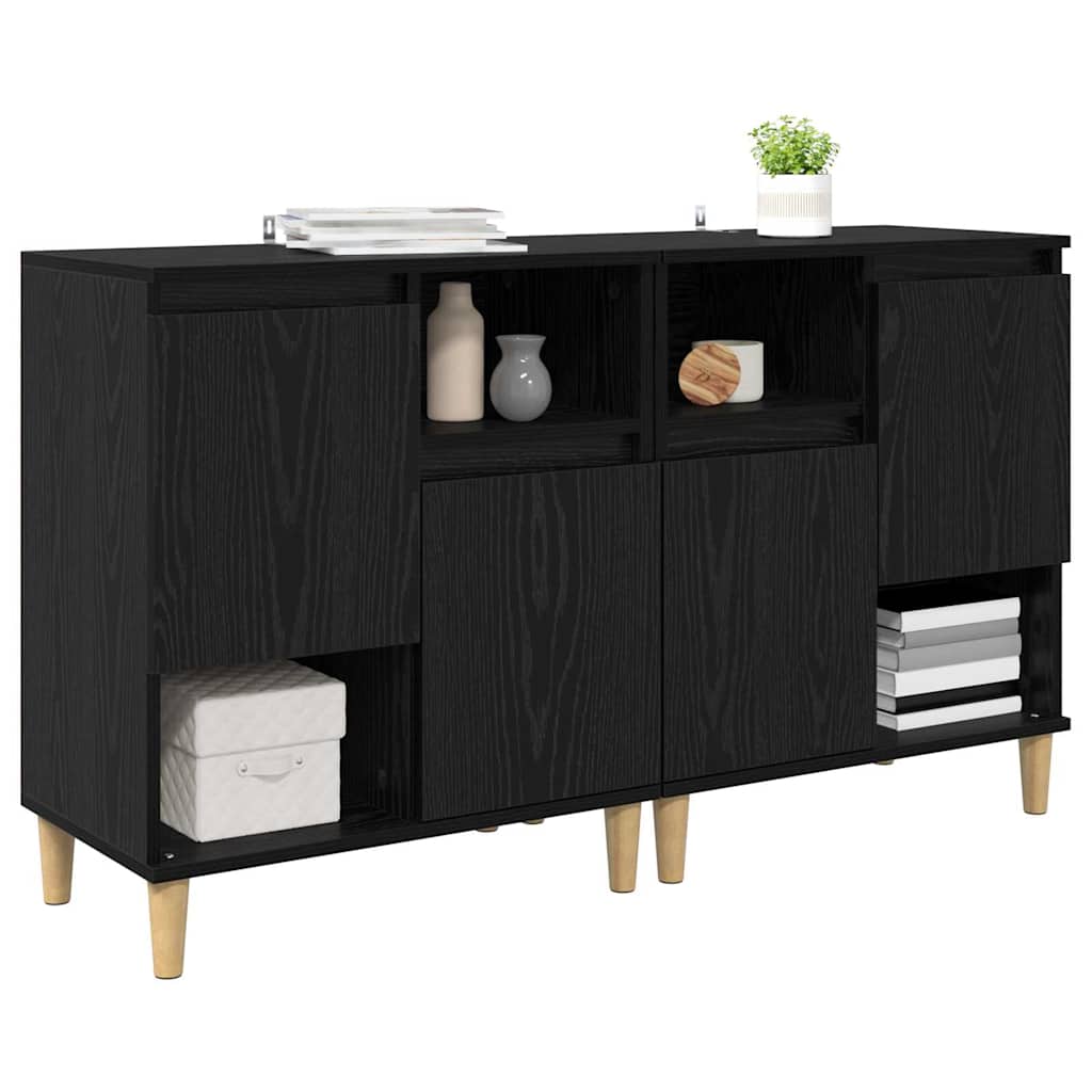 Sideboards 2 pcs Sort eg 60 x 35 x 70 cm Konstrueret træ