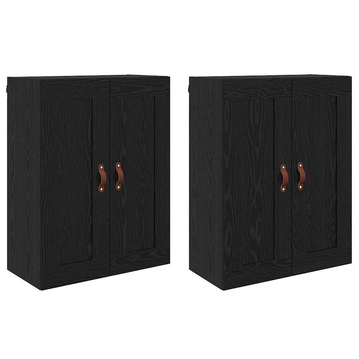 Væghængt skab 2 stk. Sort eg 69,5 x 34 x 90 cm Konstrueret træ