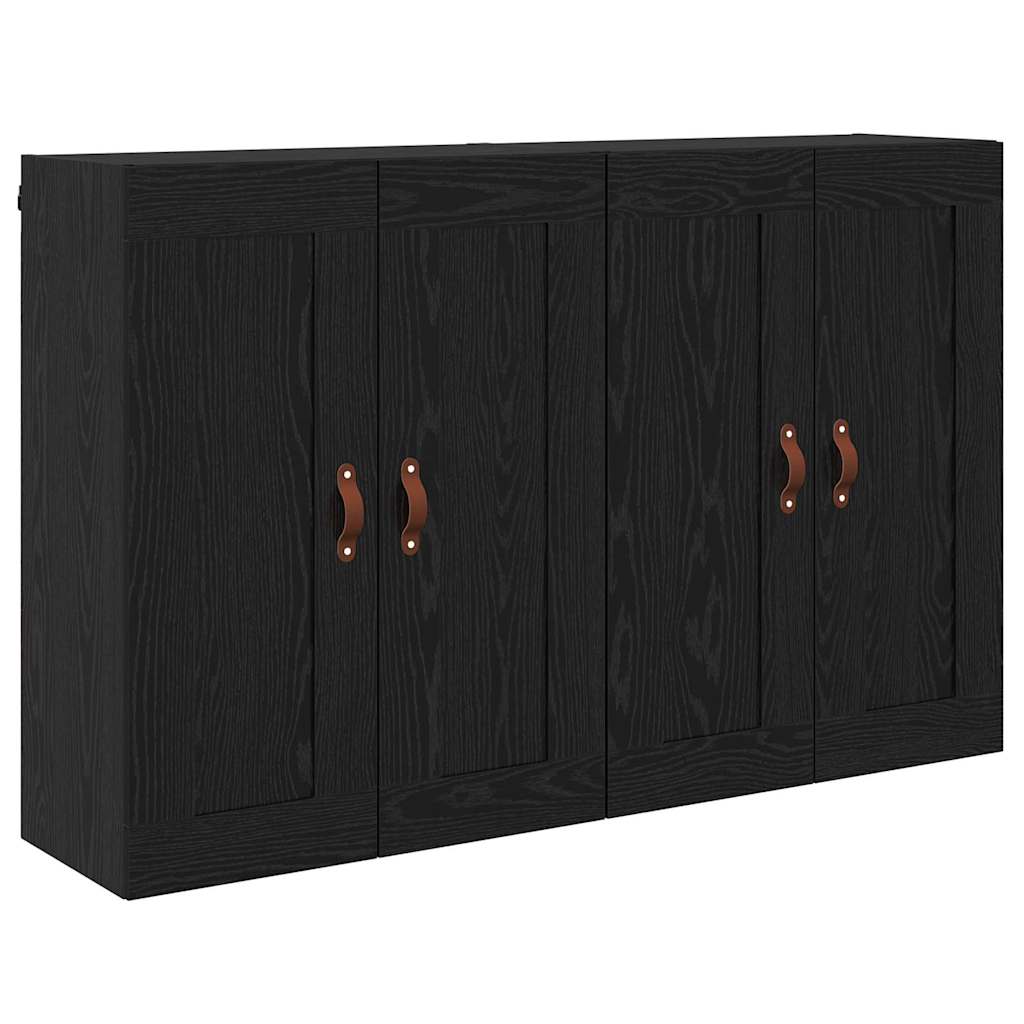Væghængt skab 2 stk. Sort eg 69,5 x 34 x 90 cm Konstrueret træ