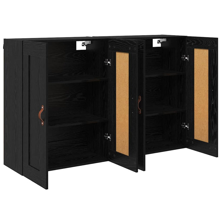 Væghængt skab 2 stk. Sort eg 69,5 x 34 x 90 cm Konstrueret træ