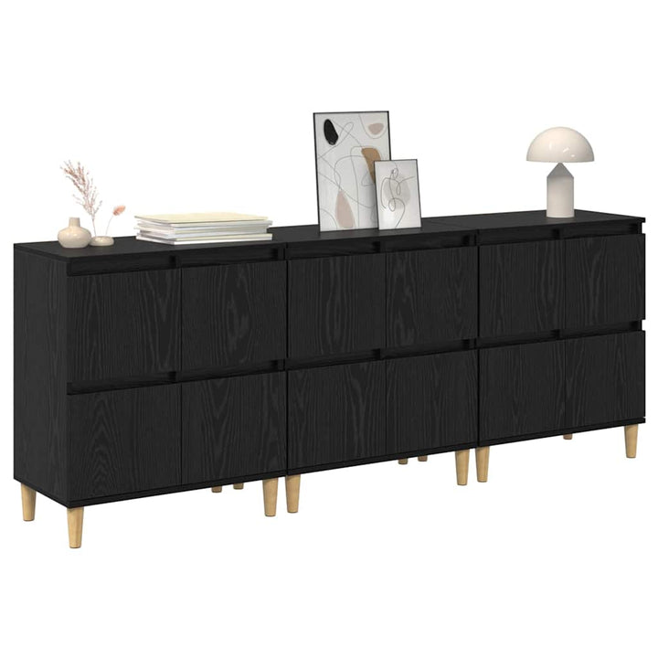 Sideboards 3 stk. Sort eg 60 x 35 x 70 cm Konstrueret træ