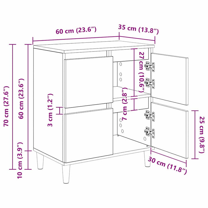 Sideboards 3 stk. Sort eg 60 x 35 x 70 cm Konstrueret træ